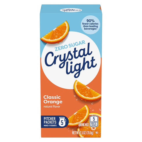 (20 Packets, 4 5) Crystal Light Classic Orange with Vitamin C & Calcium Drink Mix Pitcher Canisters