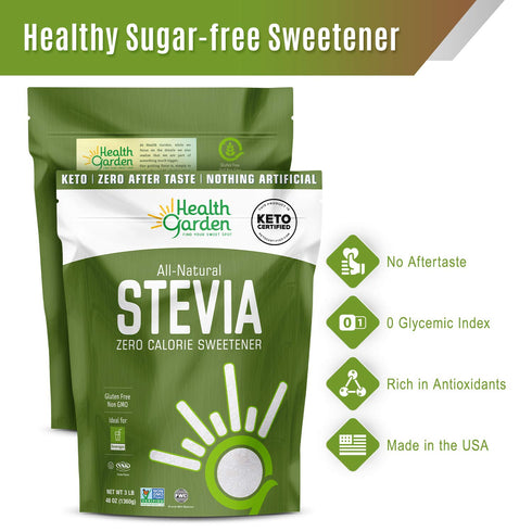 4:1 (2 lbs) Health Garden Stevia Sweetener Powder - Sugar Substitute - All Natural - Gluten Free - Keto Friendly