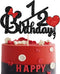 Happy 1/2 Birthday Cake Topper - Black and Red Glitter Mouse Theme Baby Shower Sign for 6 Months Birthday Party