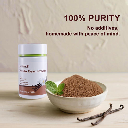 Sturelehub 3.53oz 100g, 100% Vanilla Bean Powder, / Pure Ground Vanilla Bean Powder, No Additives, Vegan, Great