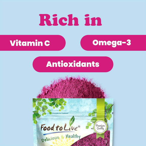 1 Food to Live Freeze-Dried Dragon Fruit Powder, Pounds Vegan, Kosher, Bulk, Dehydrated Dragonfruit for Smoothies