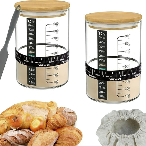 BRIRILINE Pro Sourdough Bread Starter Kit - 34 oz sourdough jar with 5