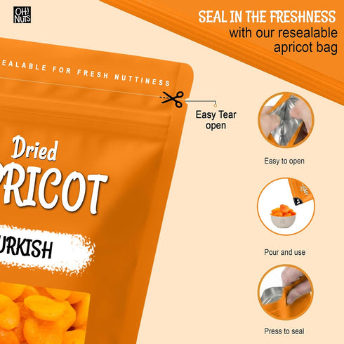 1 lb Packed Oh! Nuts Dried Apricots Turkish - - Dried Fruit - No Sugar Added - Dehydrated Fruit Bites - in New York