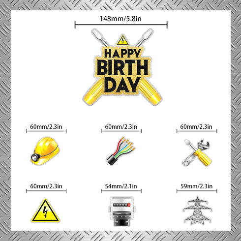 Electrician Cake Topper Set, 7 Pieces Electrical Tool Themed Birthday Party Decoration by LIANGSS