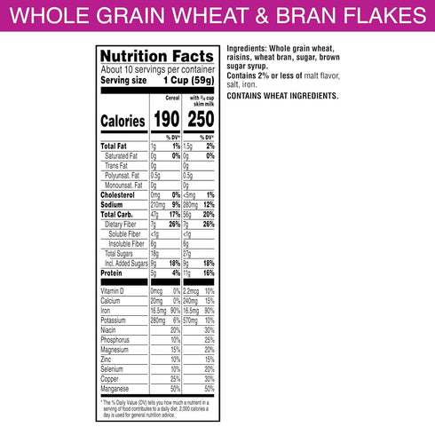 28g 20.9 oz Kelloggs Raisin Bran Breakfast Cereal, High Fiber, Whole Grain, Large Size