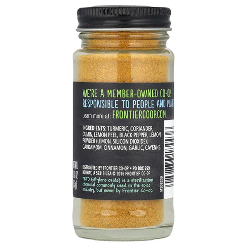 Frontier Co-op Indian Curry Seasoning, 1.87 Ounce Bottle, Turmeric, Coriander & Lemon