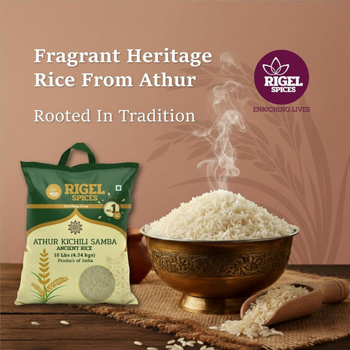 4 Lbs 12+ Rigel Spices | Aged Premium Grade Medium White Rice | Ancient grain Athur Kichili Samba Rice from India |