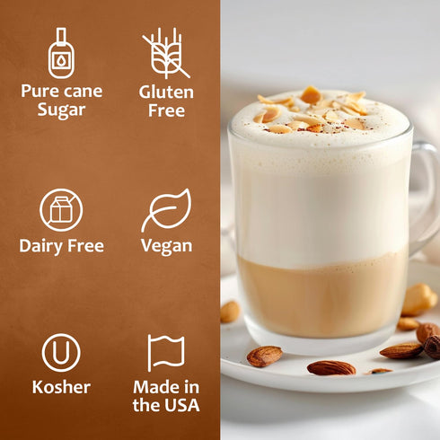 25.4 oz, Syruvia Almond Syrup, Natural Flavors, Syrup for Drinks, Lattes, and Desserts fl With Pump