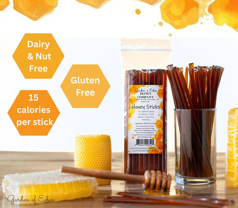 Garden of Eden Honey Company (50 Count) Pack Garden of Eden Pure Honey Sticks Natural Tea & Coffee Sweetener Single