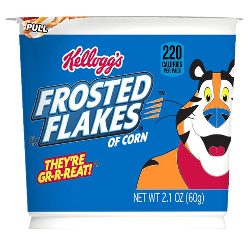 8 25.2oz (12 Kellogg's Frosted Flakes Breakfast Cereal Cups, Vitamins and Minerals, Kids Snacks, Original, Case Cups)