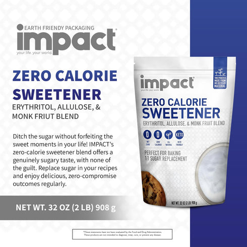 1 1 2lbs Impact Allulose, White Monk Fruit & Erythritol Sweetener Blend - Gluten Free, Zero Calories, Keto, Vegan