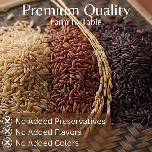 Set 4 4 LB Organic Thai Jasmine Rice Gift - Kinds of Rice - Brown Jasmine - Red Jasmine - Black Jasmine Riceberry