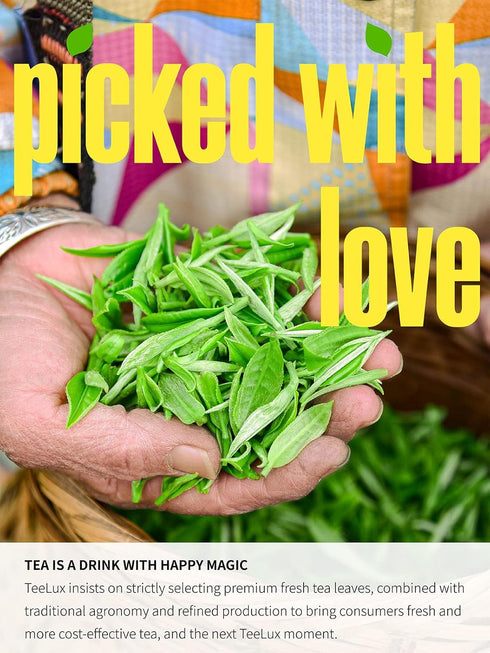 8.8 TeeLux Jasmine Green Tea Loose Leaf, Natural Premium Jasmine Chun Hao with Pleasant Aroma, Hot & Iced Tea, Ounce