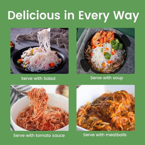 Pack- Paleo-Friendly(9.52 oz, 6 Packs) Hethstia Shirataki Noodle Low-Carb Pasta and Rice Variety Spaghetti, Fettuccine