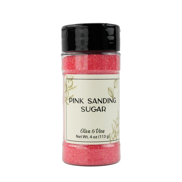 Olive & Vine Pink Sanding Sugar, Sweet Finish, For Baking & Decorating,