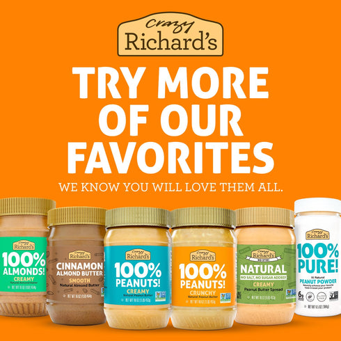 100% (16 Pack 6) Crazy Richard's All-Natural Crunchy Vegan Peanut Butter with No Added Sugar and Non-GMO Ounce