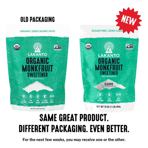 1 lb) Lakanto Organic Classic Monk Fruit Sweetener with Erythritol - White Sugar Substitute, Zero Calorie, Keto Diet