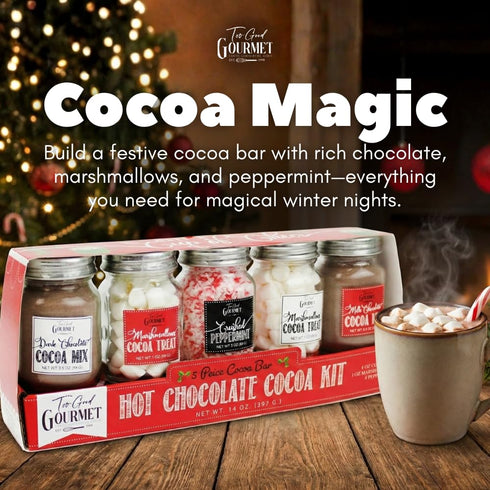 Set, 2-Pack, Hot Chocolate Cocoa Bar Gourmet Cocoa Powder, Marshmallows & Peppermint Candy Kit, Winter Holiday Gift