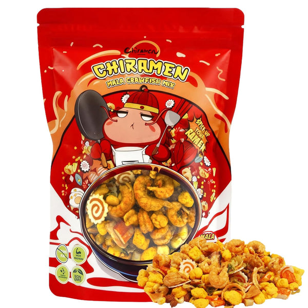 CHIRAMEN Mala Crawfish Mix Ramen Toppings Crawfish, Fish Cake, Squid, Imitation Crab,