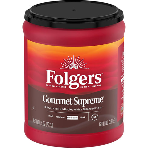 9.6 (Pack 6) Folgers Gourmet Supreme Medium Dark Roast Ground Coffee, Ounces