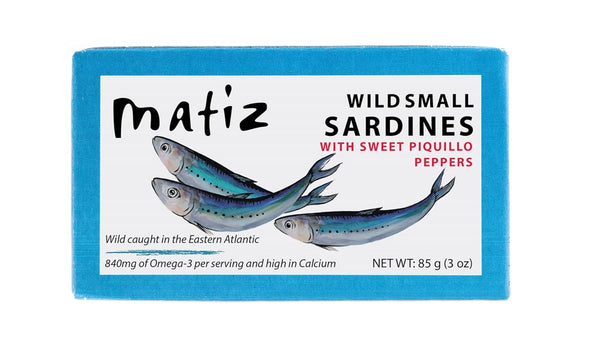 Matiz Sardinillas with Piquillo Peppers | Baby Sardines 3 Ounce | Product