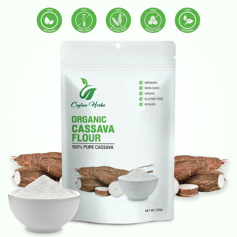 CEYLON HERBS 100% Cassava Flour - Pure, Gluten-Free, Grain-Free Flour for Baking and Cooking