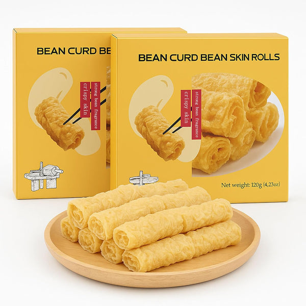 HXUQCZIG Fried Tofu Skin Roll - Crispy Bean Curd Sheets, Vegetarian Snack, 4.23oz