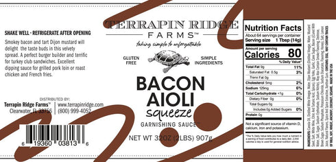 1 Terrapin Ridge Farms Bacon Aioli Creamy Gourmet Spread with Smoky Bacon & Dijon Mustard Gluten & Dairy Free, Keto