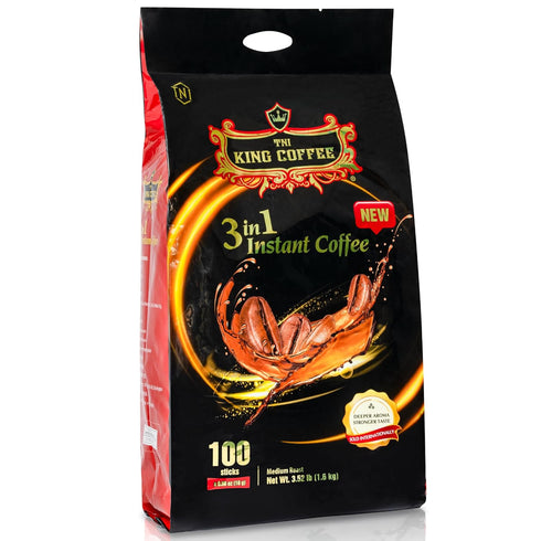 3 1 100 Packets Pack TNI King Coffee in Instant Vietnamese Coffee, Single Serve - Individual Pocket Size Sachet Sticks