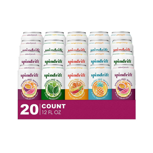 Spindrift 20- Pack of Tropical Collection Sparkling Water & Real Squeezed Fruit