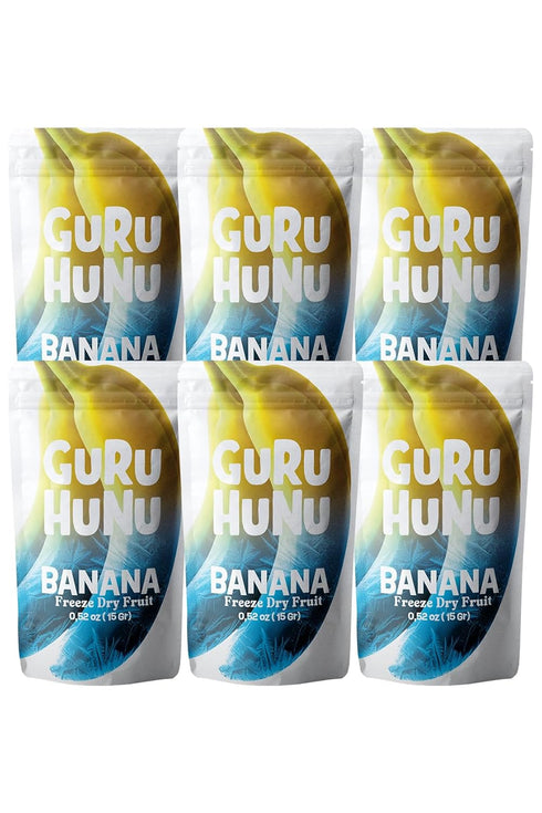 GURU HUNU Freeze Dried Banana 6 Pack - Dehydrated Fruit Chips Camping