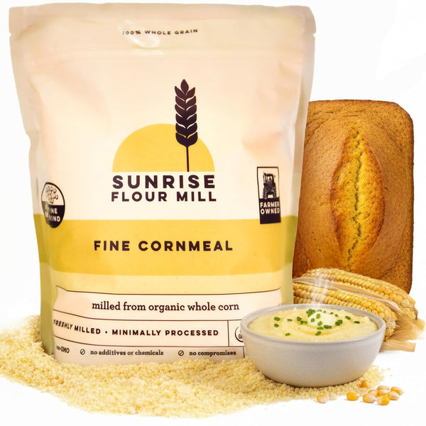 Sunrise Flour Mill Organic Fine Cornmeal | 2 LB | Yellow Cornmeal