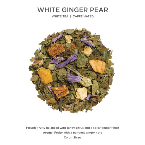 35-50 Tea Forte White Ginger Pear Premium Loose Leaf Caffeinated White Tea Blend Canister, Makes Cups