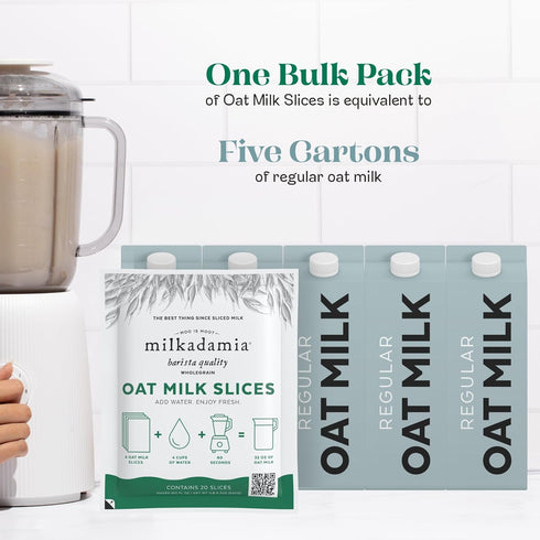 20 8 Oz Packaging milkadamia Oat Milk Slices, Slices (Makes Fl Per Slice), Shelf Stable Plant Based Milk, Just Blend