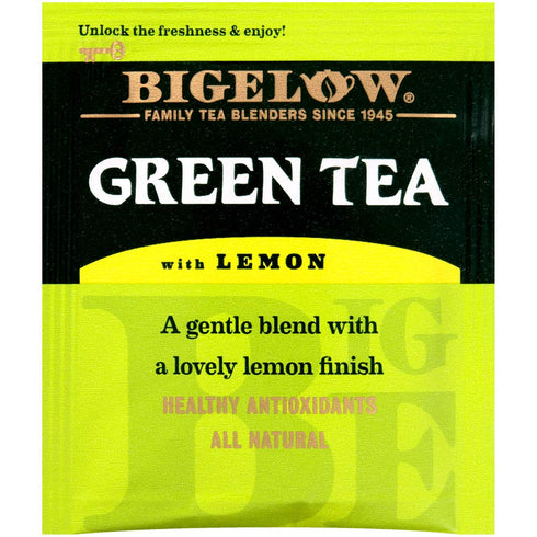 28-Count (Pack 3) Bigelow Green Tea with Lemon Tea Bags Box of Green Tea Bags with Lemon Peel and Natural Flavors Rich