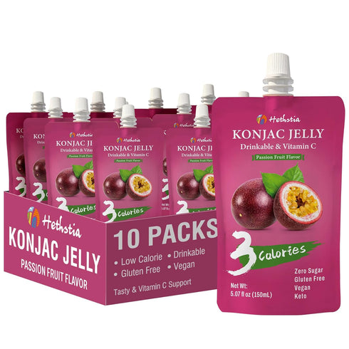 20 Packs, Hethstia Konjac Noodles, Konjac Jelly Drinkable, Keto, Vegan, Gluten Free, Low Carb, Sugar-Free, Low-Calorie