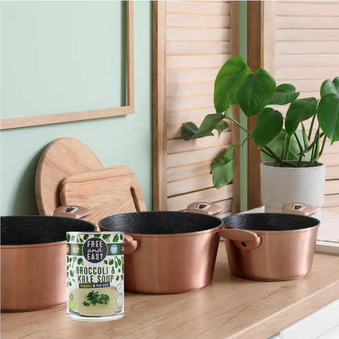 Free & Easy 400 Ready To Eat Prepared Food Organic Low Salt Broccoli & Kale Soup - Grams