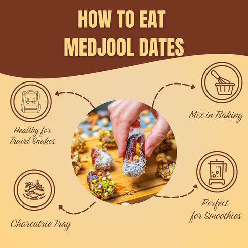 (5 Harveast Organic Medjool Dates California Grown Jumbo Dates, Naturally Sweet, Healthy Snacking, Caramel Flavor