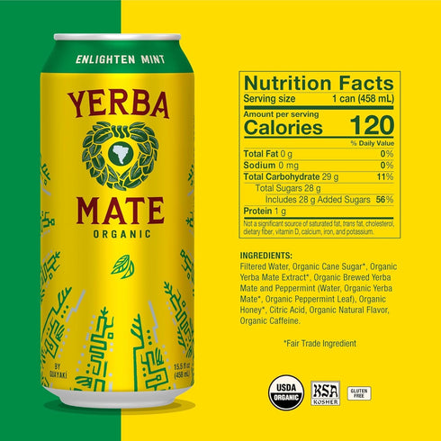 16oz.(Pack 16) Guayaki Yerba Mate - Enlighten Mint