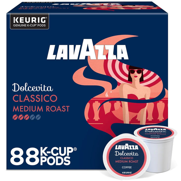 Lavazza Dolcevita Classico, Single-Serve Keurig K-Cup Pods, Medium Roast Coffee, 88-Count Box