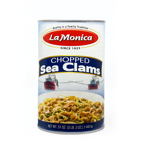 51 oz LaMonica Chopped Sea Clams Wild Caught, Fully Cooked No MSG Perfect for Clam Chowder, Pasta & Seafood Recipes