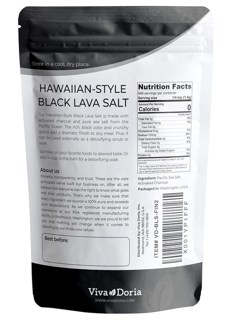 2 lb (907 Viva Doria Hawaiian Black Lava Sea Salt, Fine Grain, Lava Salt, g)