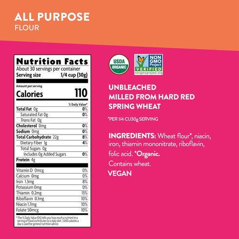32 oz (Pack 4), Nature's Path Organic All-Purpose Flour, of Non-GMO