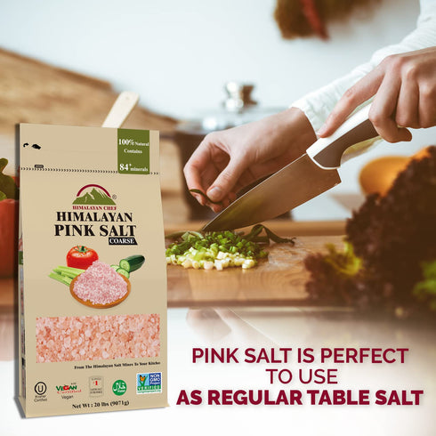 20 lbs Himalayan Chef Pink Himalayan Salt, Coarse Grain - Bag