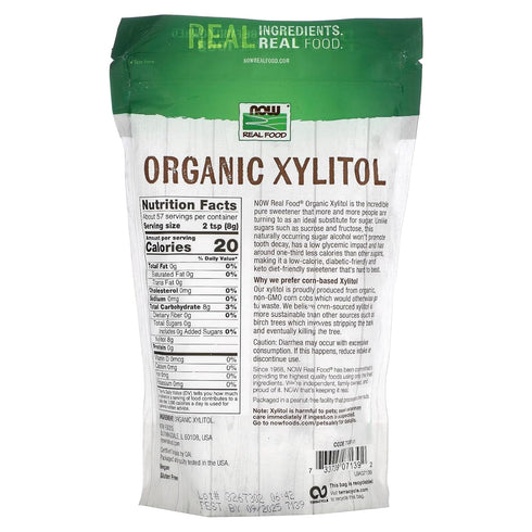 NOW Foods, Organic Xylitol, Pure with No Added Ingredients, Keto-Friendly, Low Glycemic Impact, Low Calorie, 1-Pound