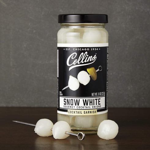 8.3 oz Collins Gourmet Snow White Cocktail Onion, Pickled Onion Jar for Cocktails, Bloody Mary Ingredients, Meat