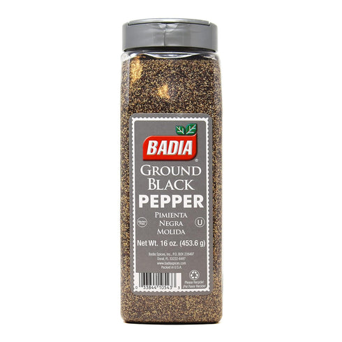 16 oz Badia Ground Black Pepper, Pure, Bold & Aromatic Spice for Cooking, Grilling & Seasoning