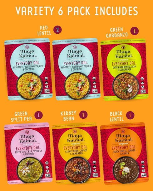 Pack 2 10oz 3 2 Maya Kaimal Foods - Organic Indian Everyday Dal Variety No. - flavors, Each - Red Lentil, Black Lentil
