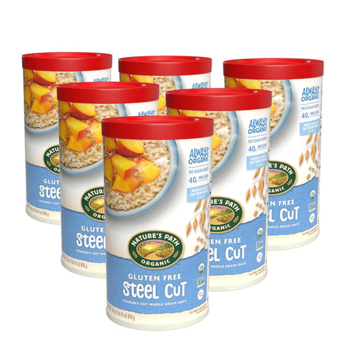 5g 30 Oz, (Pack 6) Nature's Path Organic Gluten Free Steel Cut Whole Grain Oats, Non-GMO, Plant Based Protein, Oatmeal