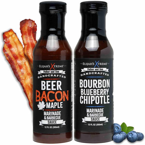 Elijah's Xtreme BBQ Bundle, 12oz bottles - Beer Bacon Maple & Bourbon Blueberry Chipotle Sauces